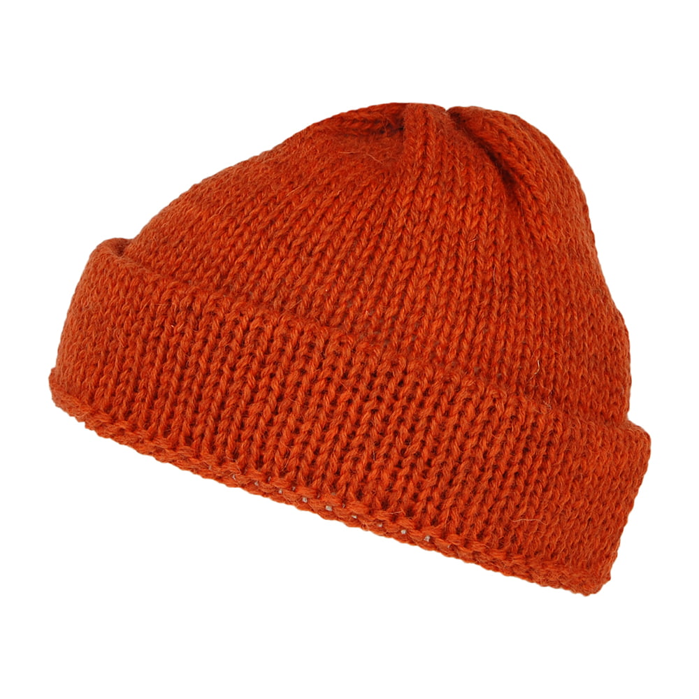 Gorro Beanie Short Fishermans de lana inglesa de Highland 2000 - Ocre