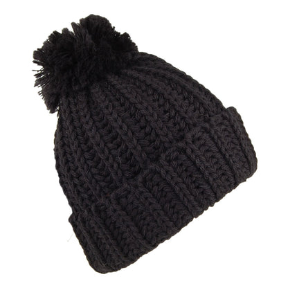 Gorro con pompón Cuffed de lana inglesa Chunky de Highland 2000 - Negro