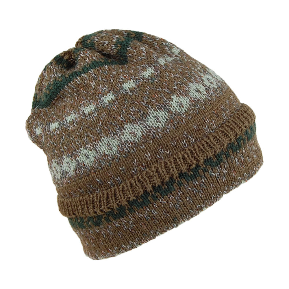 Gorro Beanie Fair Isle con vuelta de lana Fair Isle de Highland 2000 - Mezcla Verde Bosque