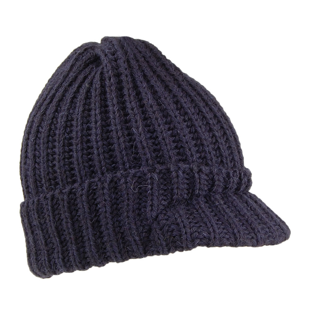 Gorro Beanie visera corta lana inglesa de Highland 2000 - Azul Marino