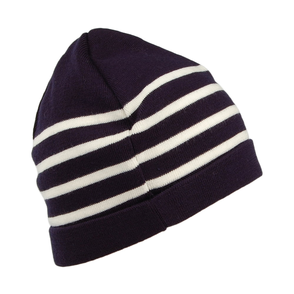 Gorro Beanie Alexandre con franjas de Armor Lux - Azul Marino-Crema