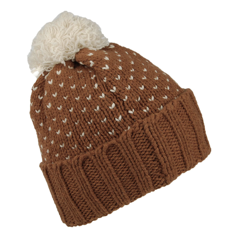 Gorro con pompón Snowbelle de lana reciclada de Patagonia - Marrón