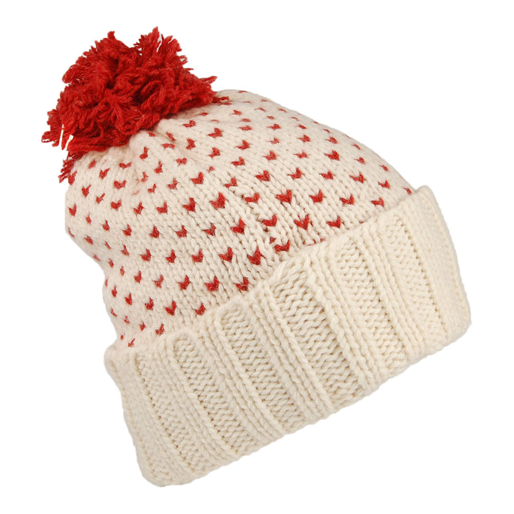 Gorro con pompón Snowbelle de lana reciclada de Patagonia - Blanco invernal