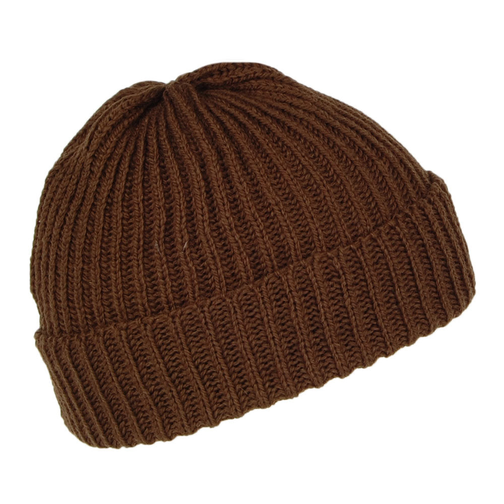 Gorro Beanie estilo pescador corto de lana merino de Highland 2000 - Chocolate