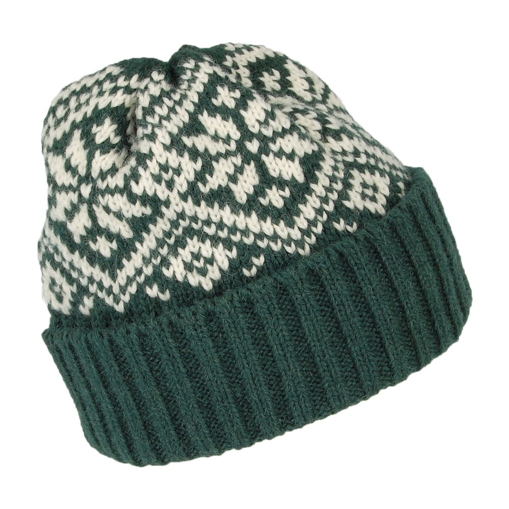 Gorro Beanie copo de nieve de alpaca de Highland 2000 - Verde Oscuro