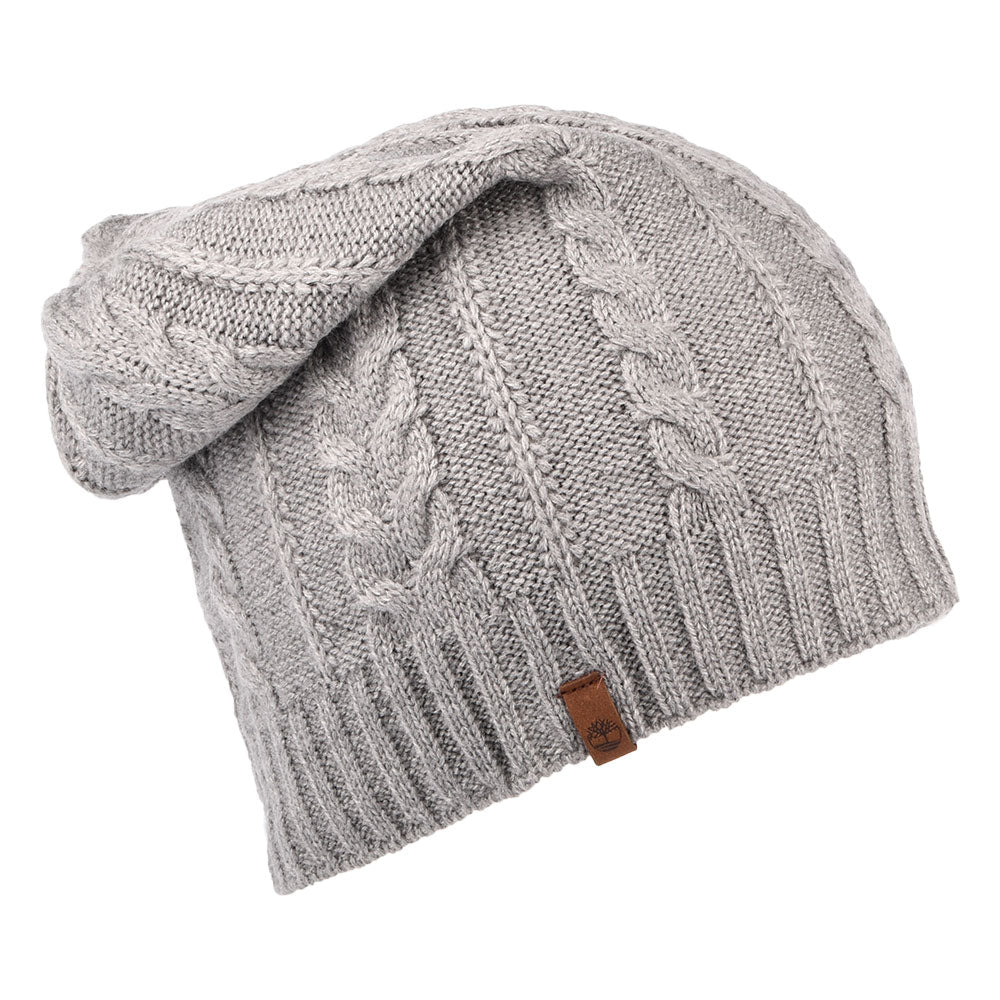 Gorro Beanie Slouchy de punto cable de Timberland - Gris Claro