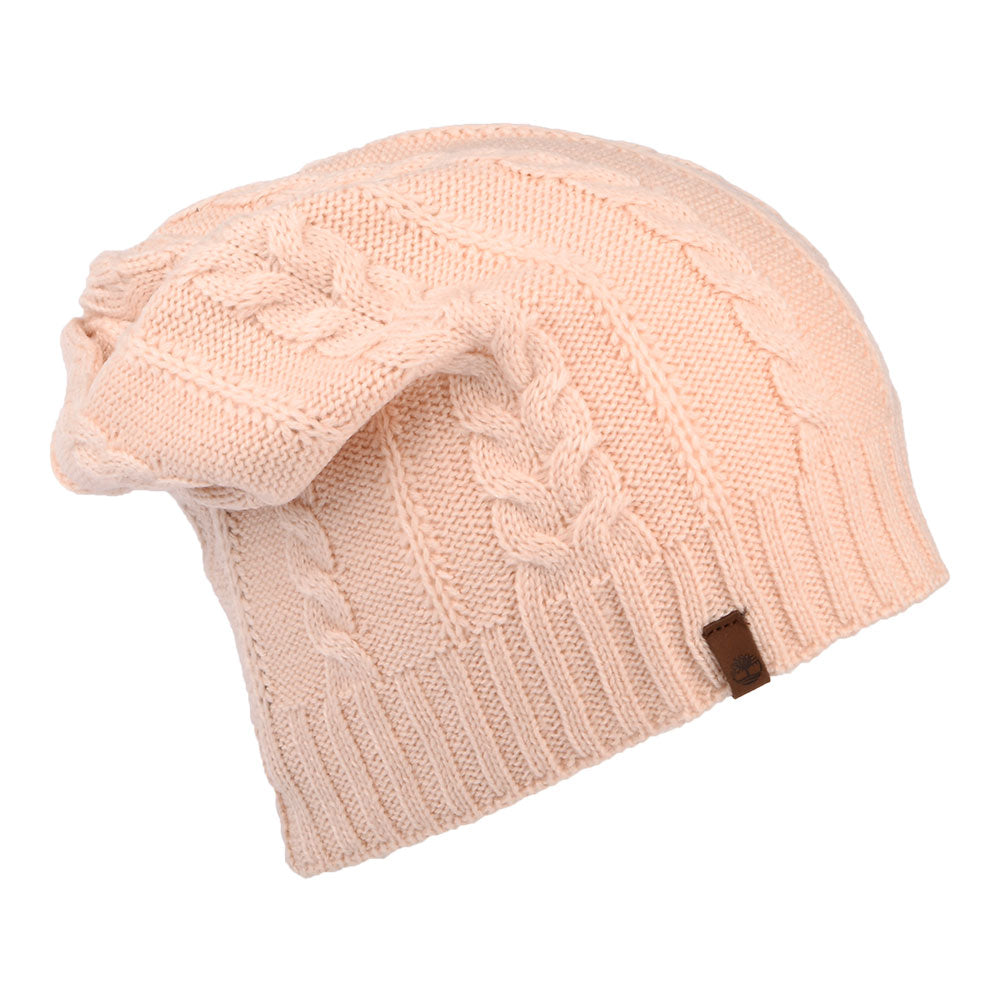 Gorro Beanie Slouchy de punto cable de Timberland - Rosa