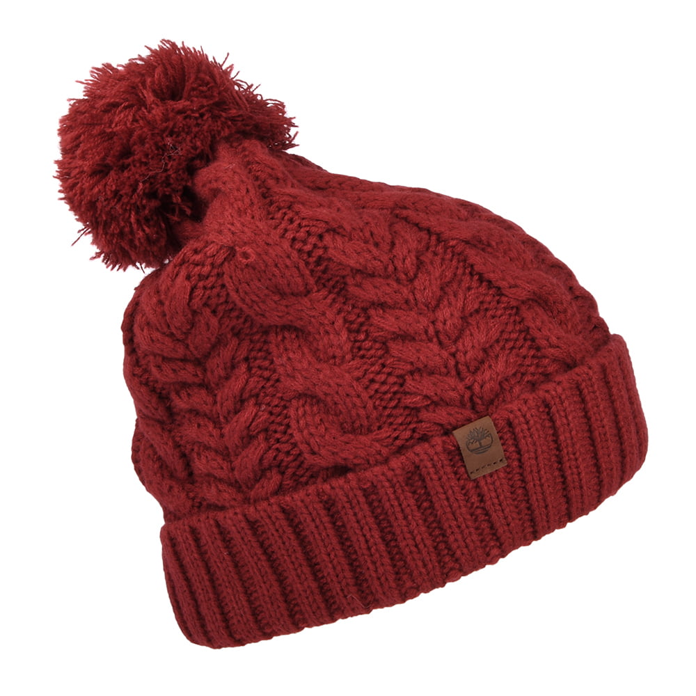 Gorro con pompón Cable Watch de Timberland - Rojo Oscuro