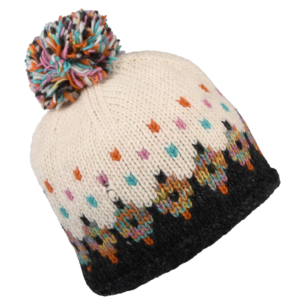 Gorro con pompón Snowy Fair Isle de Kusan - Crema-Antracita