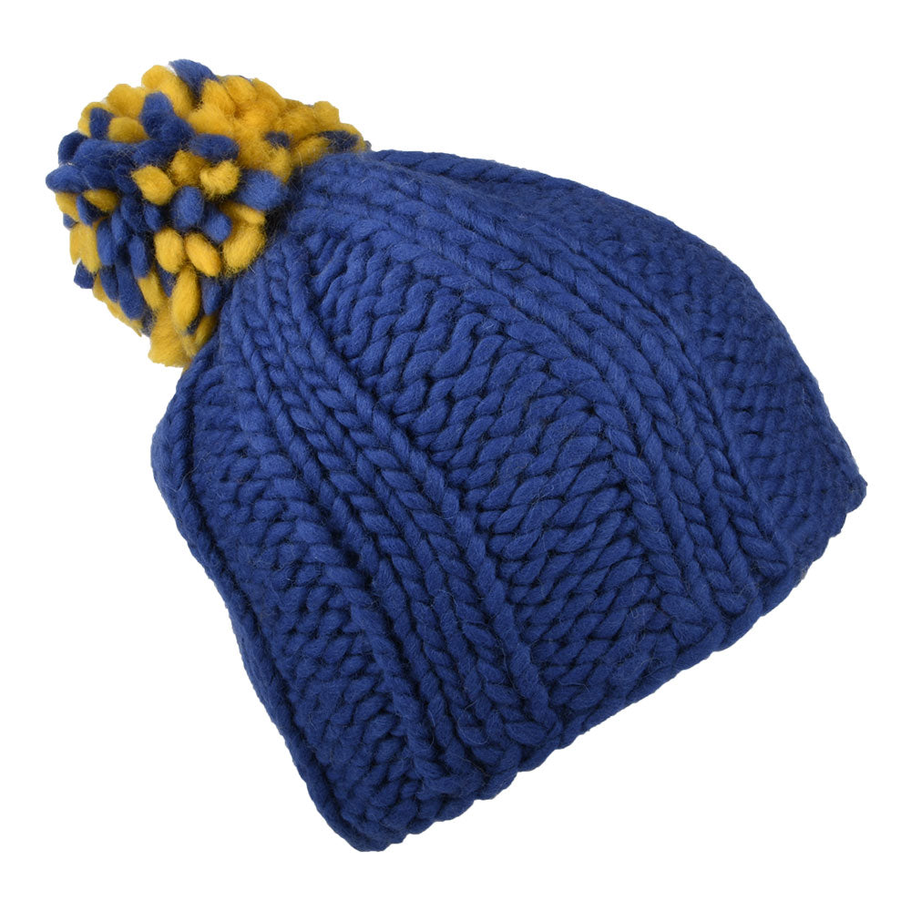 Gorro con pompón Unity Pompón de Kusan - Azul-Amarillo