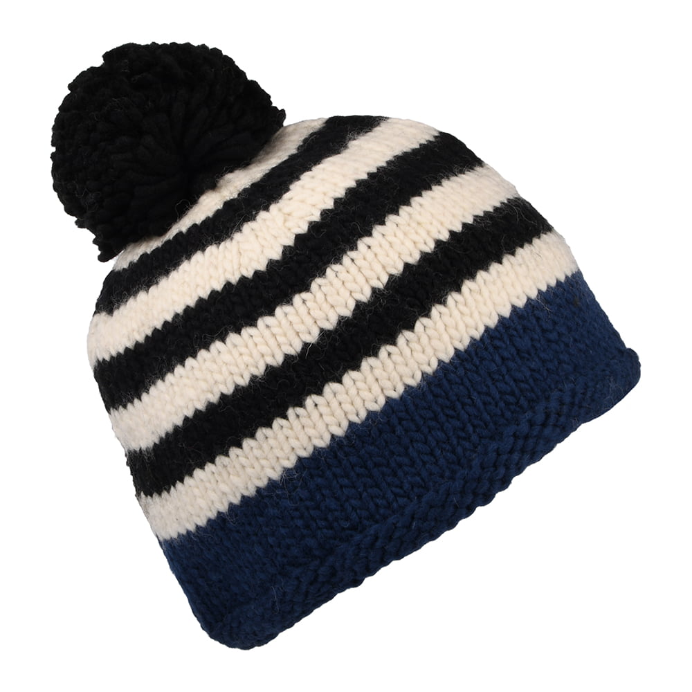 Gorro con pompón punto musgo de Kusan - Azul Marino