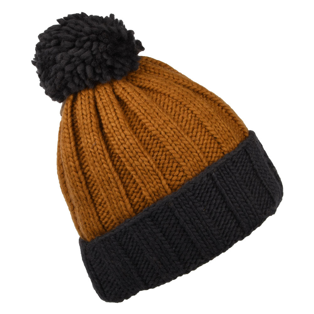 Gorro con pompón Turn up de canalé de Kusan - Gris-Beige Arena