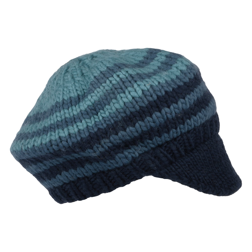 Gorro Beanie punto musgo visera suave de Kusan - Múltiples tonalidades azules