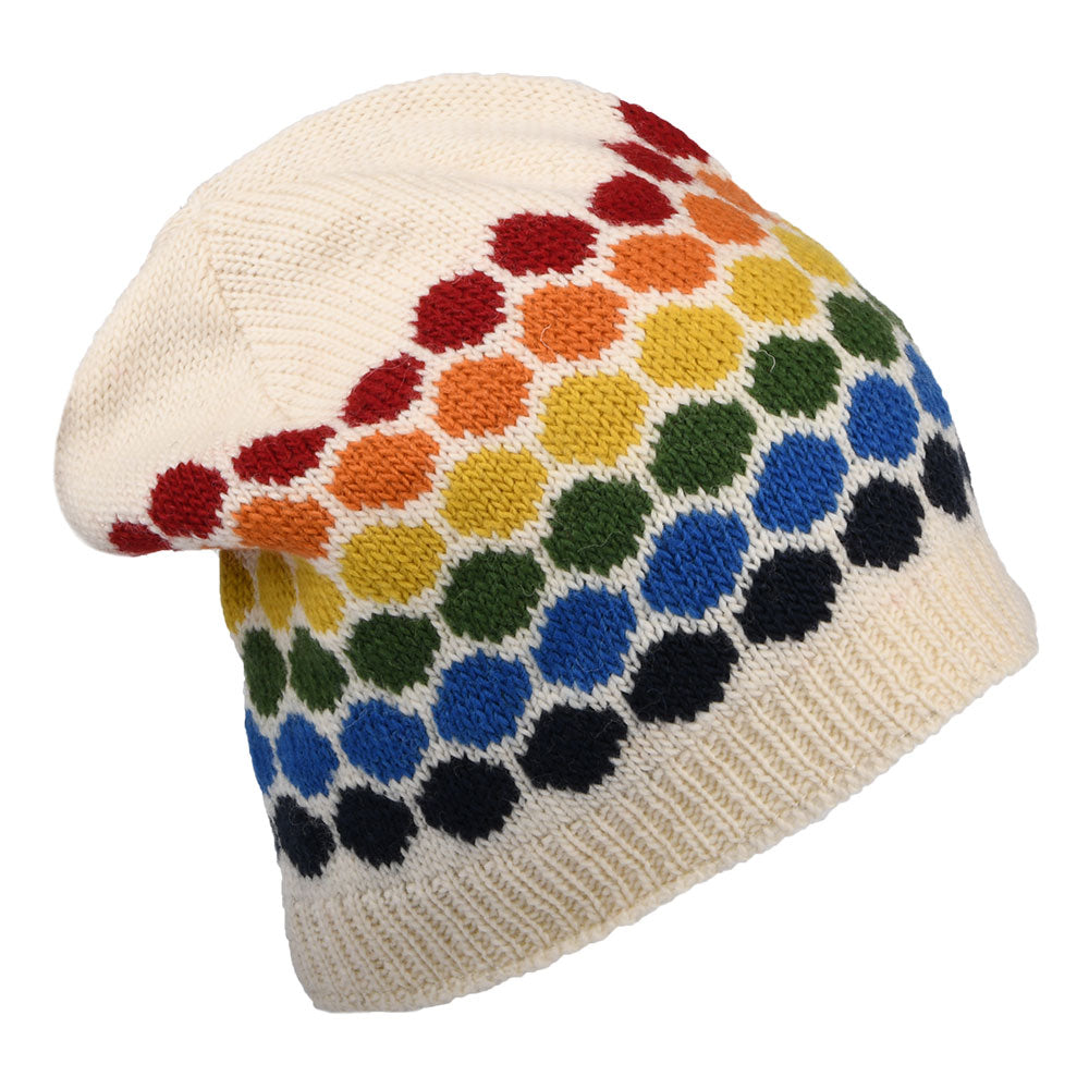 Gorro Beanie Colour Theory holgado de Kusan - Blanco-Multi