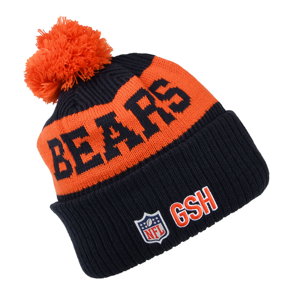 Gorro con pompón NFL On Field Sport Knit Chicago Bears de New Era - Azul Marino-Naranja