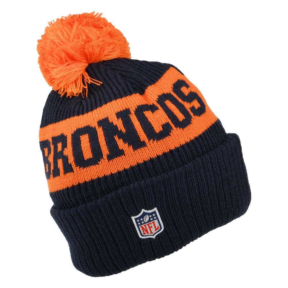 Gorro con pompón NFL On Field Sport Knit Denver Broncos de New Era - Azul Marino-Naranja