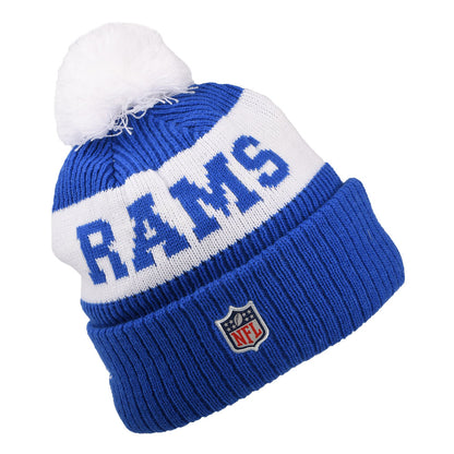 Gorro con pompón NFL On Field Sport Knit Los Angeles Rams de New Era - Azul Real-Blanco