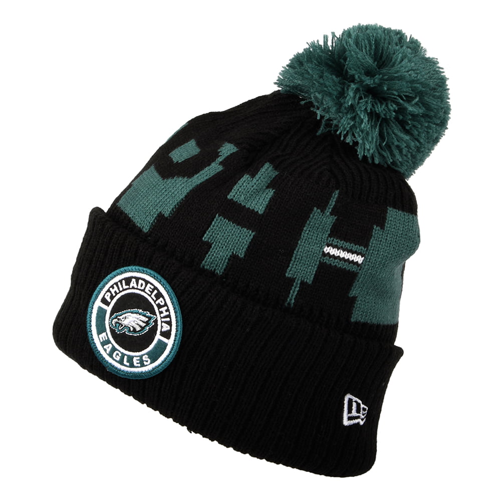 Gorro con pompón NFL On Field Sport Knit Philadelphia Eagles de New Era - Negro-Verde