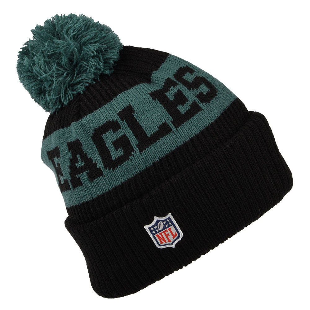 Gorro con pompón NFL On Field Sport Knit Philadelphia Eagles de New Era - Negro-Verde