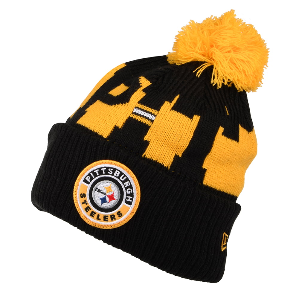 Gorro con pompón NFL On Field Sport Knit Pittsburgh Steelers de New Era - Negro-Amarillo