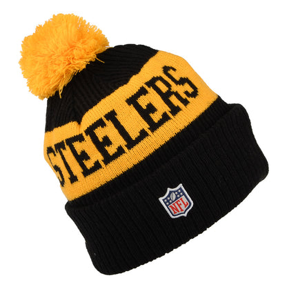 Gorro con pompón NFL On Field Sport Knit Pittsburgh Steelers de New Era - Negro-Amarillo