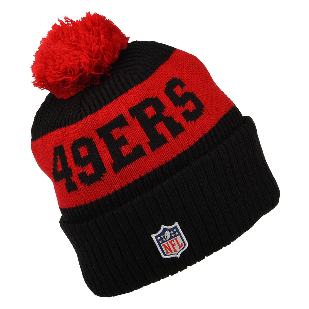 Gorro con pompón NFL On Field Sport Knit San Francisco 49ers de New Era - Negro-Rojo