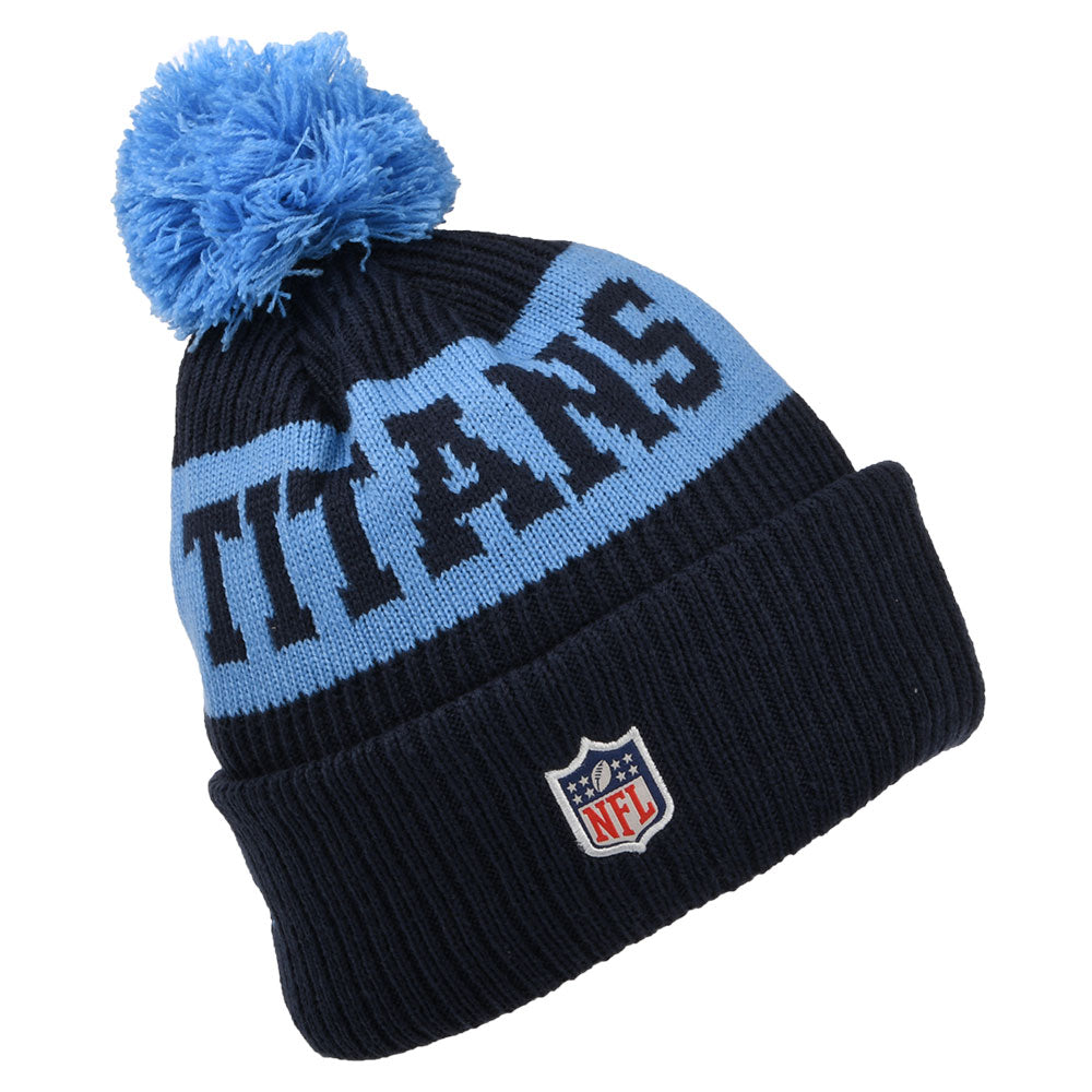 Gorro con pompón NFL On Field Sport Knit Tennessee Titans de New Era - Azul Marino-Azul