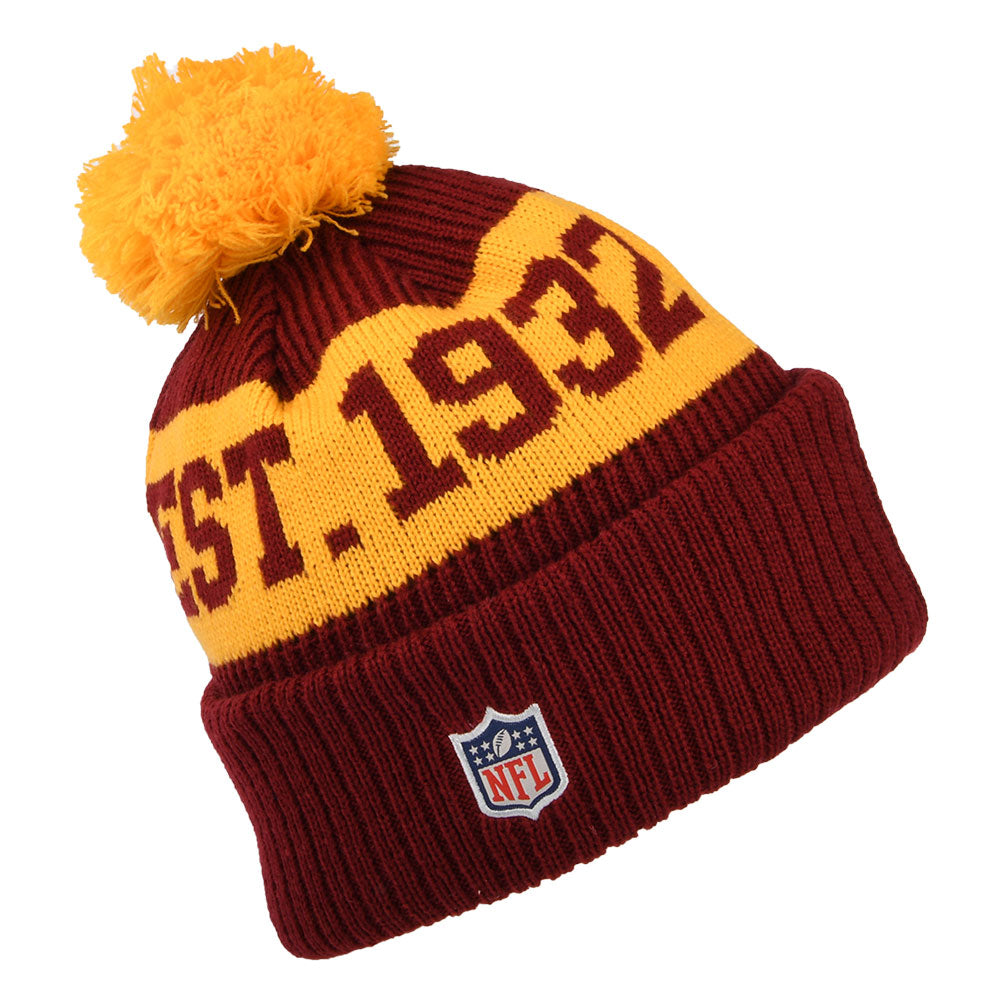 Gorro con pompón NFL On Field Sport Knit Washington Football Team de New Era - Burdeos-Amarillo