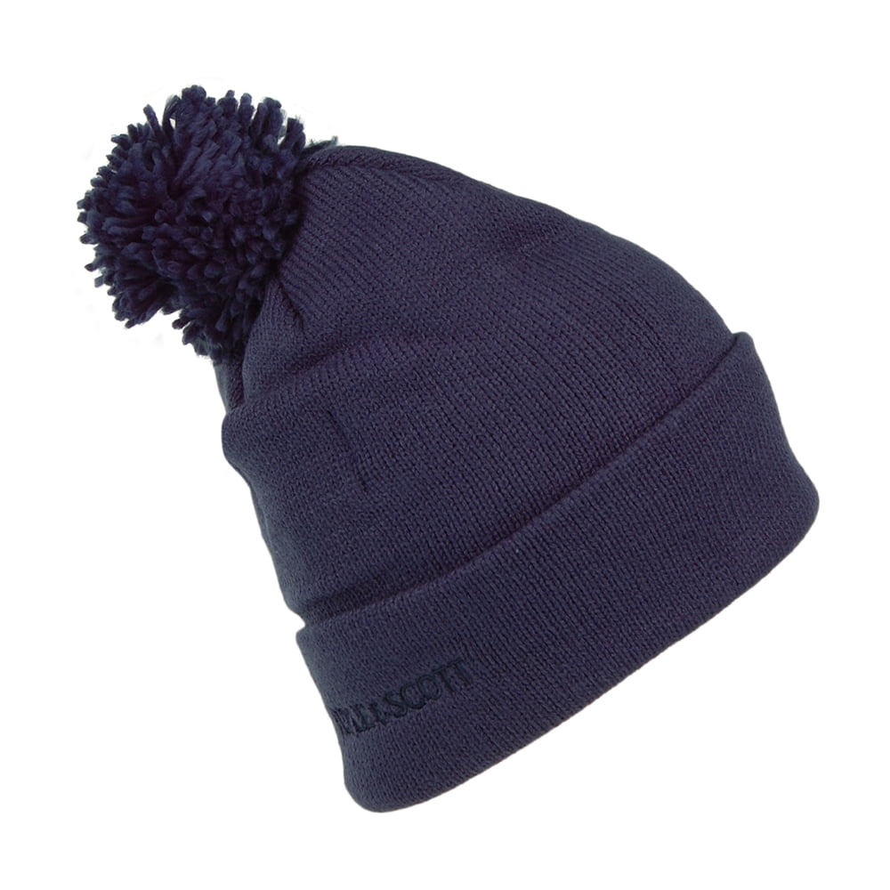 Gorro con pompón tejido de Lyle & Scott - Azul Oscuro