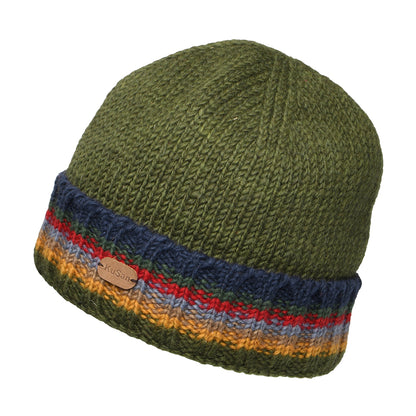 Gorro Beanie Turn Up Cuff tejido de Kusan - Verde Oliva