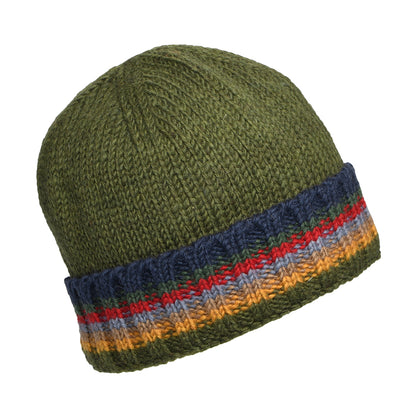 Gorro Beanie Turn Up Cuff tejido de Kusan - Verde Oliva