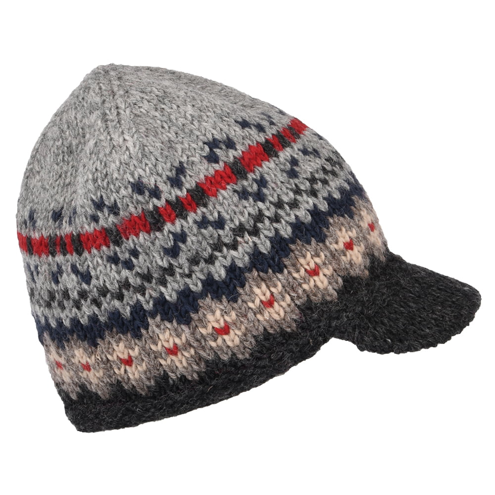 Gorro Beanie con visera Brooklyn Fair Isle de Kusan - Gris-Antracita