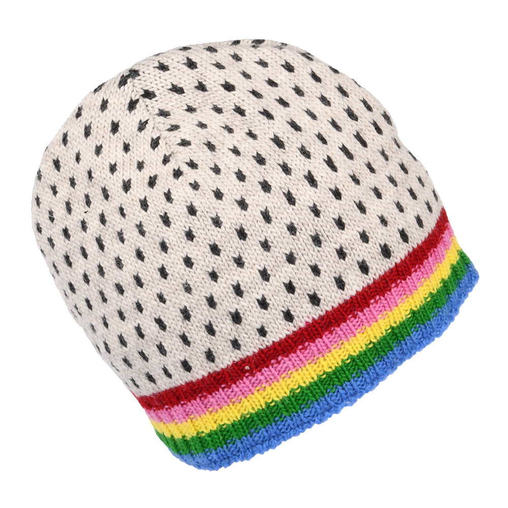 Gorro Beanie Brooklyn Punto fino con flor de Kusan - Blanco-Multi