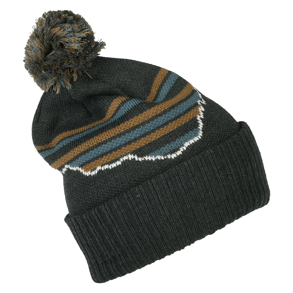 Gorro con pompón Fitz Roy Stripe Powder Town de Patagonia - Azul Ahumado