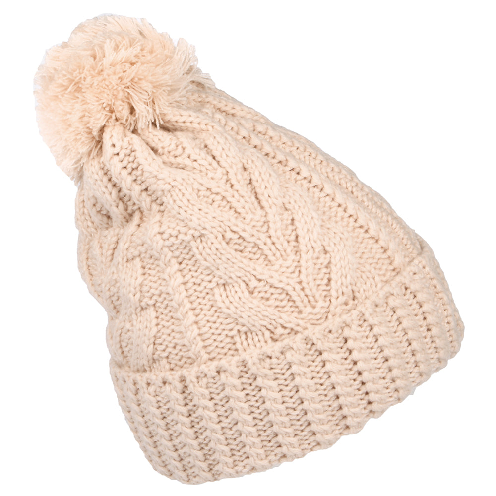 Gorro con pompón Premium de punto cable de Timberland - Rosa