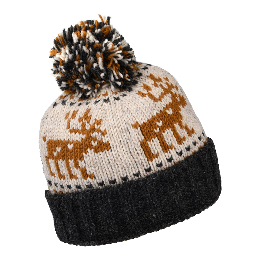 Gorro con pompón Reindeer con vuelta de Kusan - Caramelo-Crema