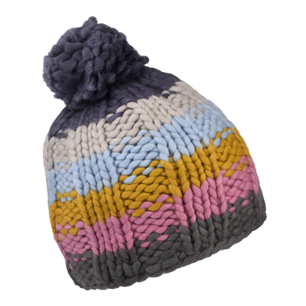 Gorro con pompón Rainbow de Hilo punto de musgo de Kusan - Gris Multi