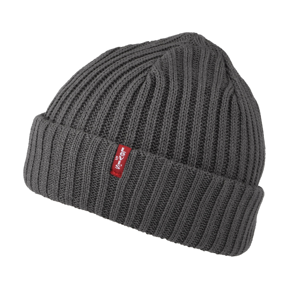 Gorro Beanie pescador de canalé de Levi's - Gris Oscuro