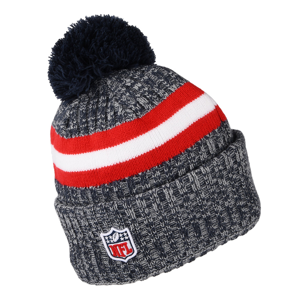 Gorro con pompón NFL Sideline Sport Knit New England Patriots de New Era - Azul-Rojo