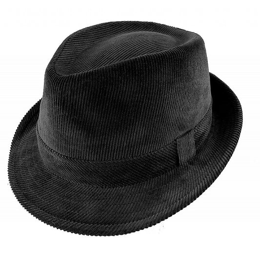 Sombrero Trilby de pana de Jaxon & James Negro al por mayor