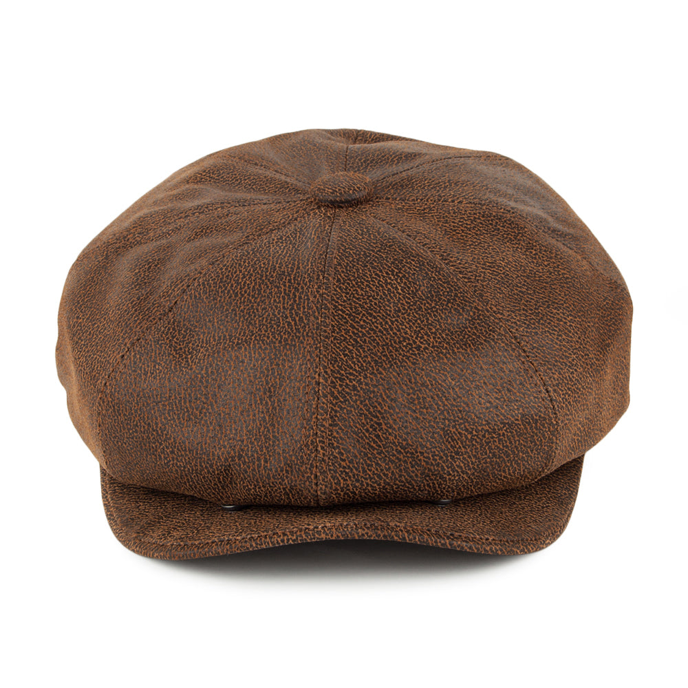 Gorra Newsboy de piel de Jaxon & James Marrón al por mayor